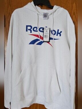 Reebok White Hoodie with Blue & Red Logo